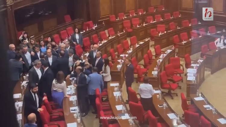 Ermənistan parlamentində əlbəyaxa dava - VİDEO
