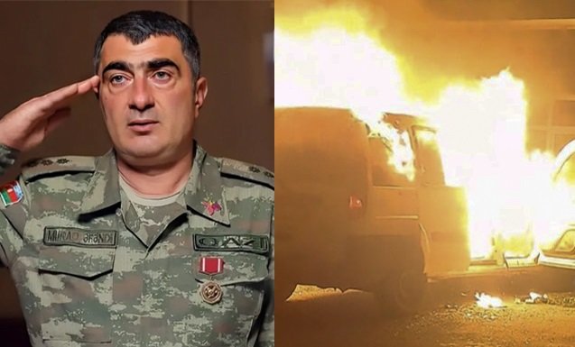 Bakıda hərbçi pulunu ödəyə bilmədiyi maşınını yandırdı - VİDEO