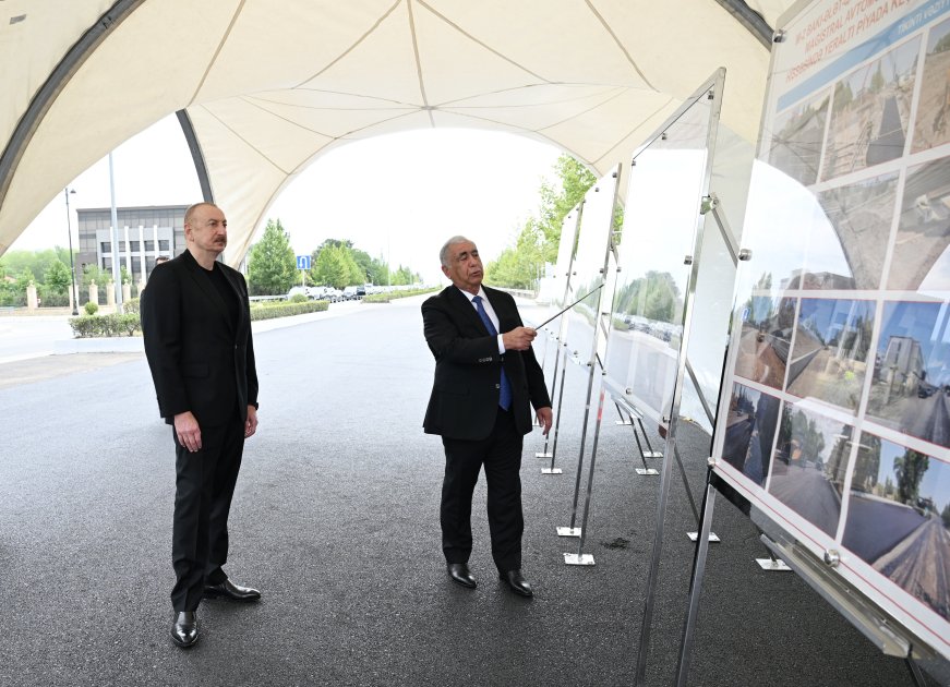 Prezident Bakı-Ələt-Qazax-Gürcüstan ilə dövlət sərhədi magistral yolunda görülən işlərlə tanış olub