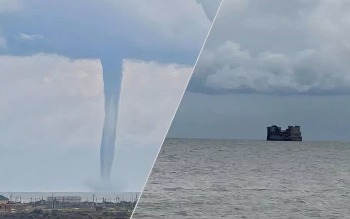 Xəzər dənizində tornado - FOTO