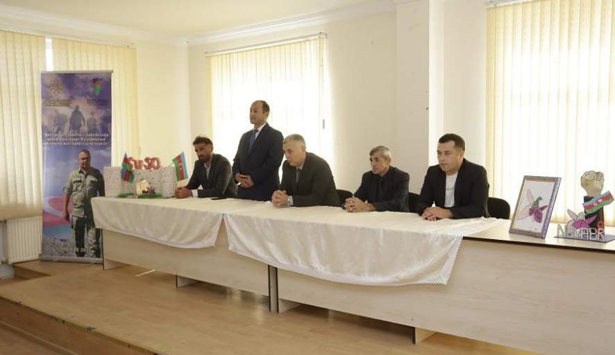Xaçmazda məktəblilərə şəhid polkovnik-leytenant Vüsal Rüstəmovun döyüş yolundan bəhs edilib - FOTOLAR