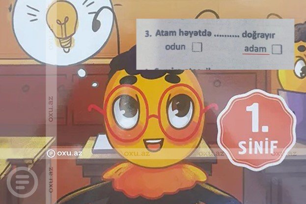 İbtidai sinif üçün vəsaitdə tükürpərdən tapşırıq: “Atam həyətdə…” – FOTOLAR