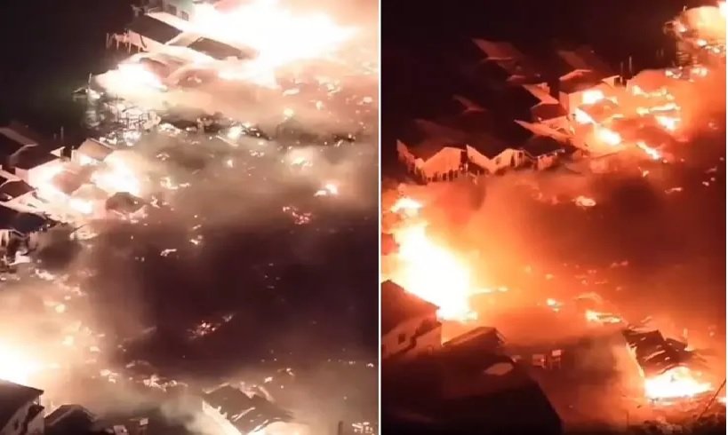 Ölkə cəhənnəm yaşadı! Yüzlərlə ev bir neçə dəqiqə ərzində külə döndü