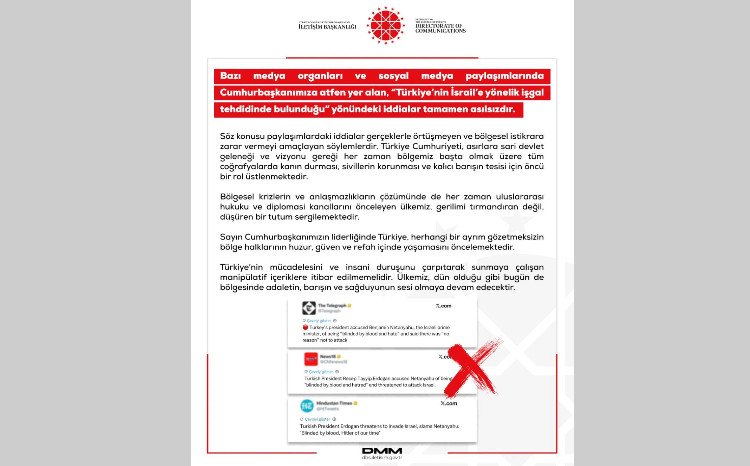 Türkiyə DMM-dən açıqlama: Sosial mediada Ərdoğanın adından yayılan ifadələr yalandır