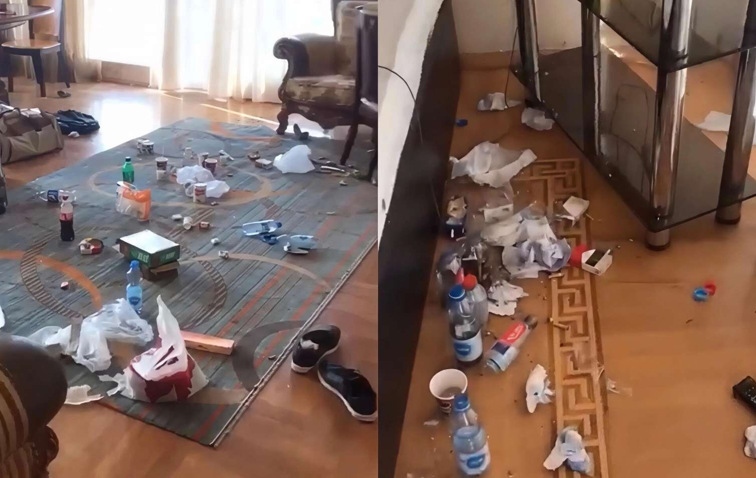 Ərəblər Bakıda evi zibilliyə döndərdi - Biabırçı görüntülər - VİDEO