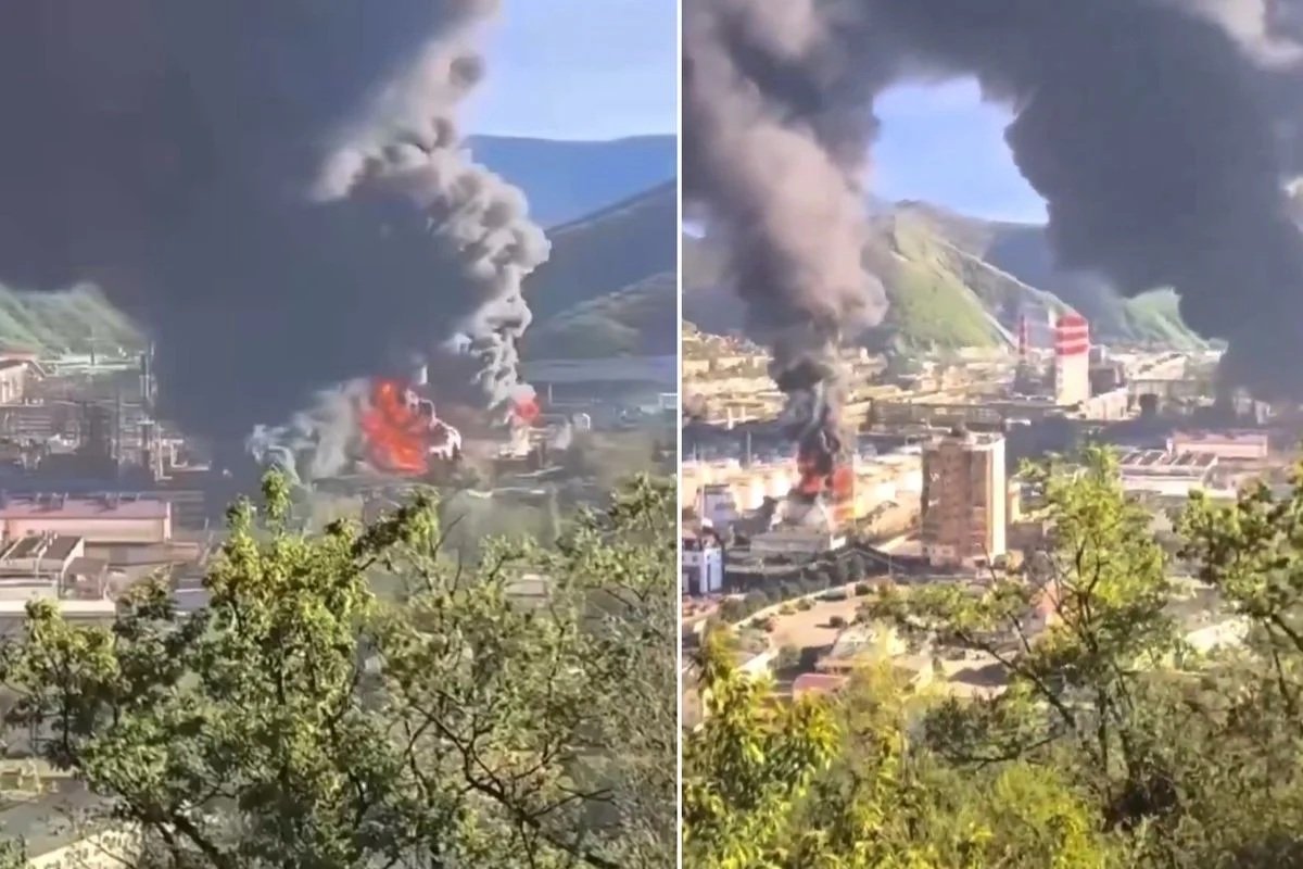 Müharibədə ən dəhşətlisi baş verdi! Nəhəng neft emalı zavodu alovlar içində qaldı