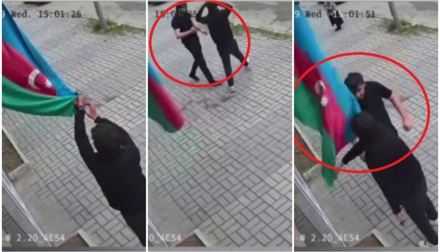 Bayrağa hörmətsizlik etdi, cavabı ağır oldu - ANBAAN VİDEO