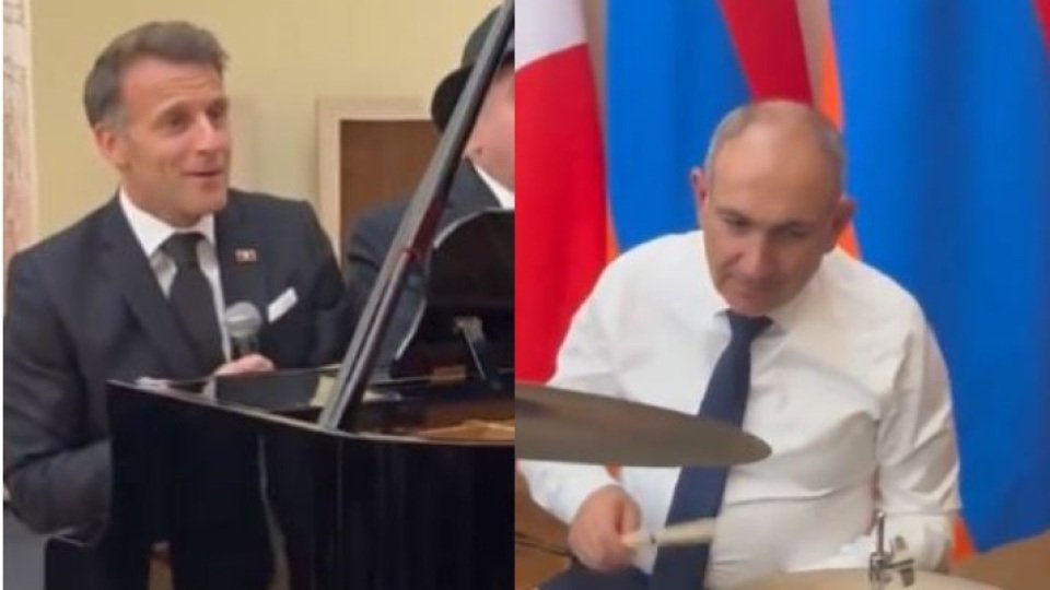 İki liderdən canlı musiqi performansı: Makron oxudu, Paşinyan müşayiət etdi