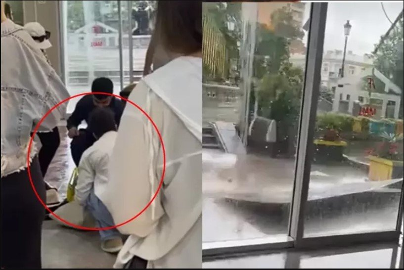 Bakıda güclü doluya görə üzlük qopub qadının üstünə düşdü