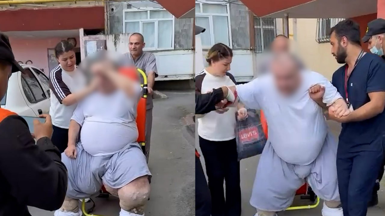 Bakıda 330 kiloqram çəkisi olan kişi evdən belə çıxarıldı – VİDEO