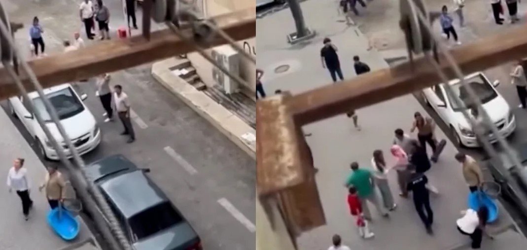 Xırdalanda şüşə balkon qırıldı, qadının başına düşdü - VİDEO