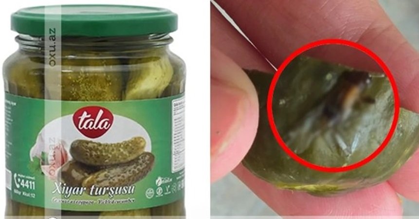 Bakıda supermarketdən turşu aldı: İÇİNDƏN GÖRÜN NƏ ÇIXDI
